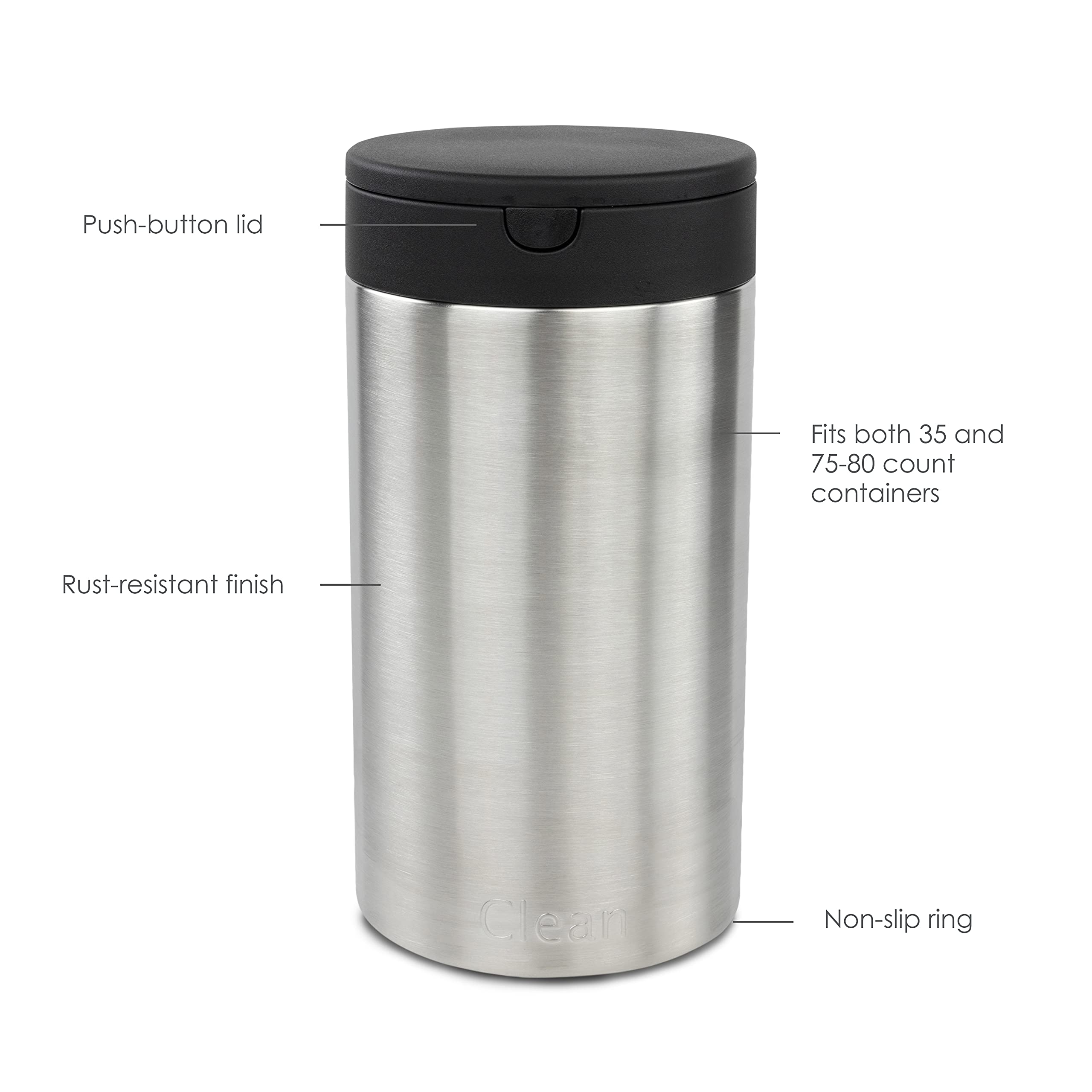 Spectrum Decorative Disinfecting Wipes Container (Satin Nickel) - Refillable Dispenser For Bathroom, Kitchen, Classroom, Counter